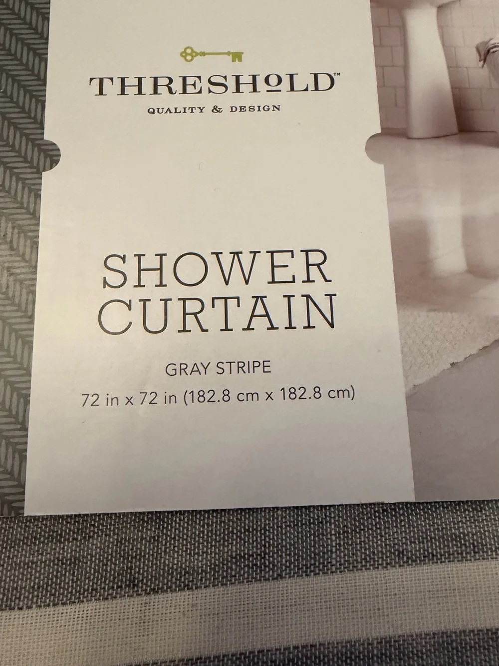 Threshold Gray Stripe Shower Curtain 72x72 Modern Neutral Bathroom